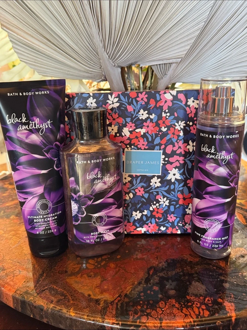 Bath & Body Works Black Amethyst Body Care Trio & Draper James Gift Box
